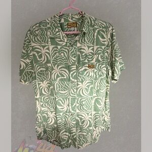 RVCA Men's Tropical Print Shirt - Green and Cream